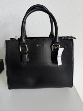 ALDO Black Satchel with Gold Accents